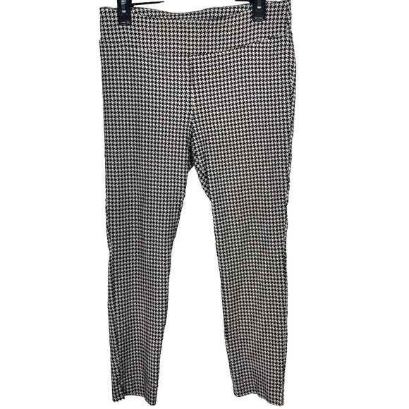 JL JULES & LEOPOLD Pants Houndstooth Plaid Pull-On Tapered Womens L Black White - Picture 1 of 8
